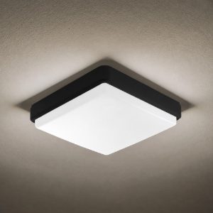 Plafoniera per esterno quadrata nera led 12w 18w 23w cct 3000k 6000k ip65