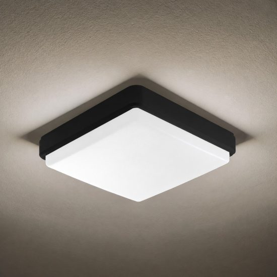 Plafoniera per esterno quadrata nera led 12w 18w 23w cct 3000k 6000k ip65