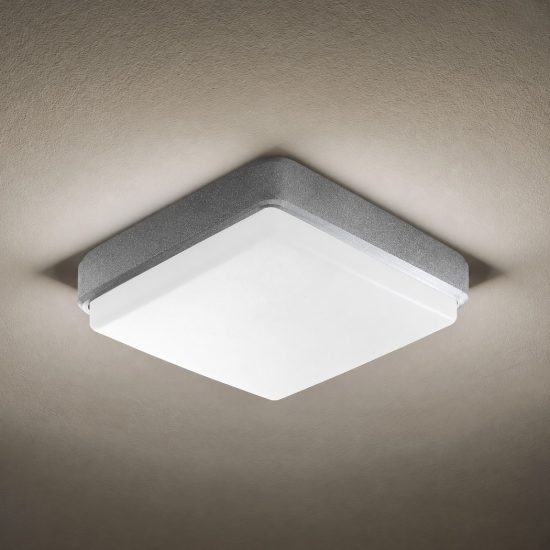 Plafoniera per esterno led 12w 18w 23w cct 3000k 6000k ip65 grigio perla