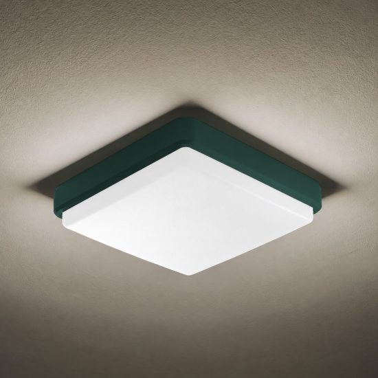 Plafoniera per esterno quadrata verde bosco led 12w 18w 23w cct 3000k 6000k ip65