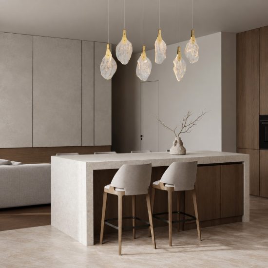 Lampadario per sala da pranzo design oro a sospensione led 24w 3000k dimmerabile
