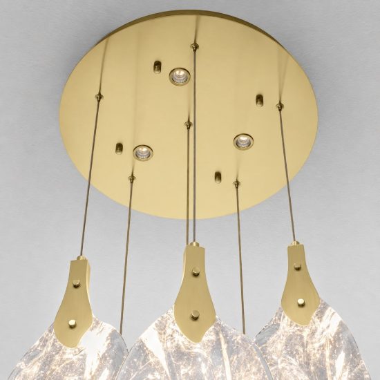 Lampadario a sospensione gocce di cristallo oro led 24w 3000k dimmerabile per soggiorno elegante