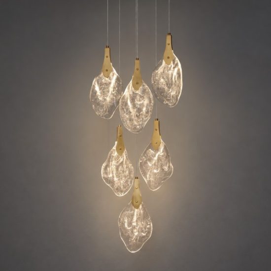 Lampadario a sospensione gocce di cristallo oro led 24w 3000k dimmerabile per soggiorno elegante