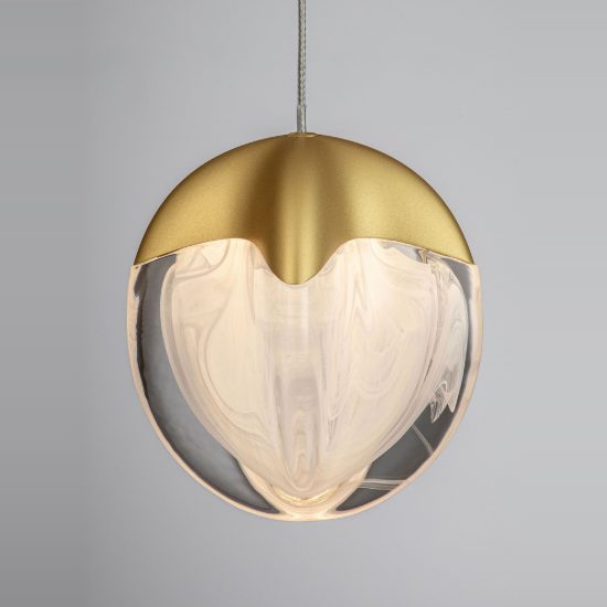 Lampada a sospensione design per comodini camera da letto oro vetro led 5w 3000k dimmerabile