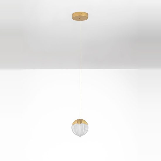 Lampada a sospensione design per comodini camera da letto oro vetro led 5w 3000k dimmerabile