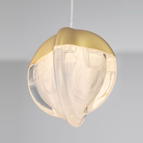 Lampada a sospensione design per comodini camera da letto oro vetro led 5w 3000k dimmerabile