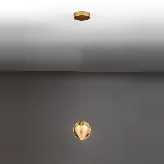 Lampada a sospensione design per comodini camera da letto oro vetro led 5w 3000k dimmerabile