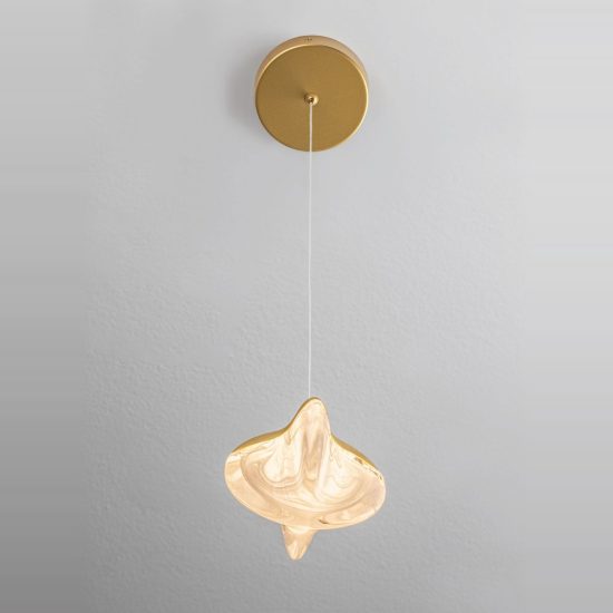 Lampada a sospensione design per comodini camera da letto oro vetro led 5w 3000k dimmerabile