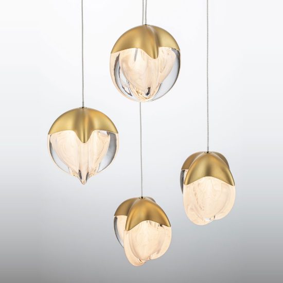 Lampadario per soggiorno moderno a sospensione oro vetro led 25w 3000k dimmerabile