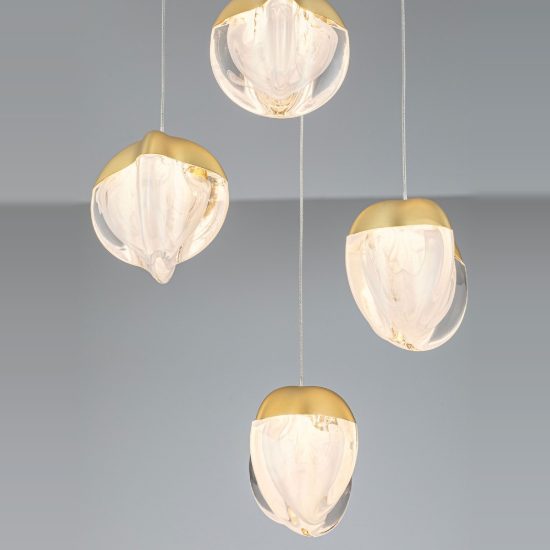 Lampadario per soggiorno moderno a sospensione oro vetro led 25w 3000k dimmerabile