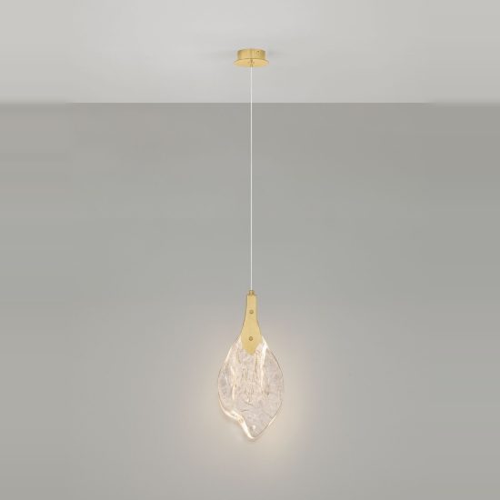 Lampada a sospensione petalo oro cristallo led 3w 3000k dimmerabile