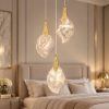 Lampadario per camera da letto moderno a sospensione oro led 10w 3000k dimmerabile 3 luci