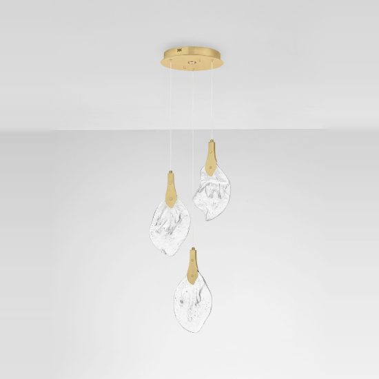 Lampadario per camera da letto moderno a sospensione oro led 10w 3000k dimmerabile 3 luci