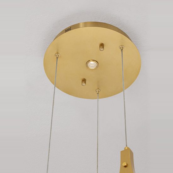 Lampadario per camera da letto moderno a sospensione oro led 10w 3000k dimmerabile 3 luci