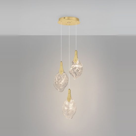 Lampadario per camera da letto moderno a sospensione oro led 10w 3000k dimmerabile 3 luci