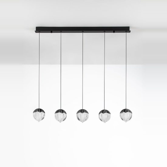 Lampadario moderno per cucina nero vetro a sospensione led 25w 3000k dimmerabile