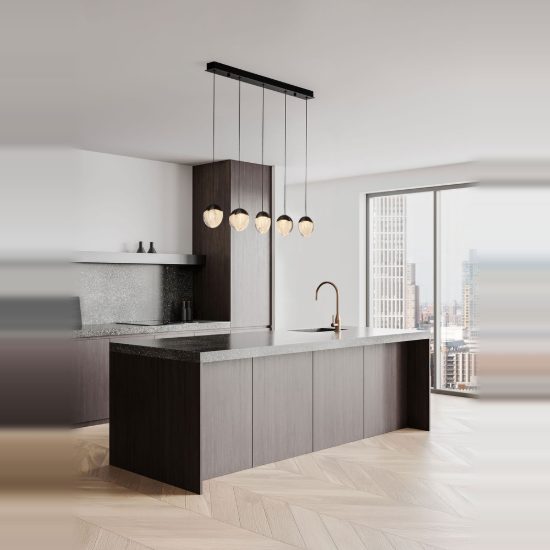 Lampadario moderno per cucina nero vetro a sospensione led 25w 3000k dimmerabile