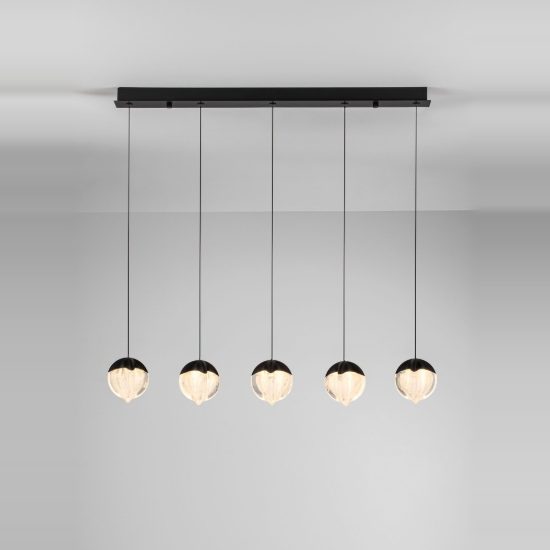 Lampadario moderno per cucina nero vetro a sospensione led 25w 3000k dimmerabile
