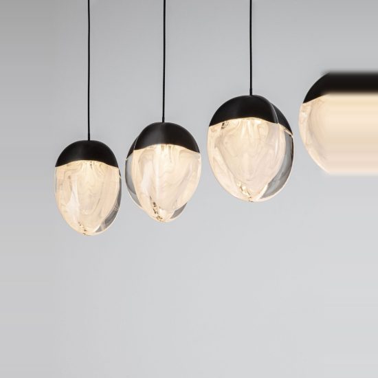 Lampadario moderno per cucina nero vetro a sospensione led 25w 3000k dimmerabile