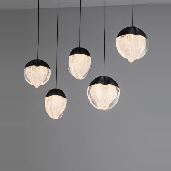 Lampadario moderno per cucina nero vetro a sospensione led 25w 3000k dimmerabile