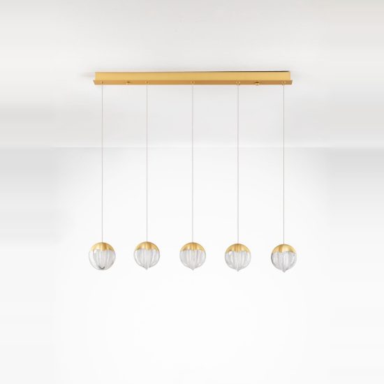 Lampadario per cucina moderno a sospensione vetro oro led 25w 3000k dimmerabile