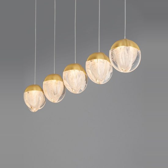 Lampadario per cucina moderno a sospensione vetro oro led 25w 3000k dimmerabile