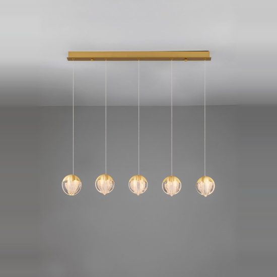 Lampadario per cucina moderno a sospensione vetro oro led 25w 3000k dimmerabile