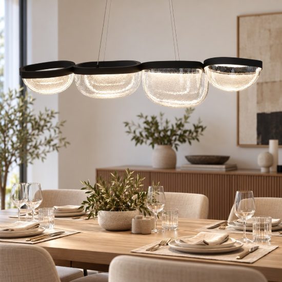 Lampadario a sospensione moderno nero sabbiato vetro led 43w 3500k dimmerabile