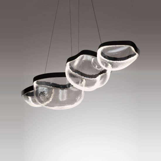 Lampadario a sospensione moderno nero sabbiato vetro led 43w 3500k dimmerabile
