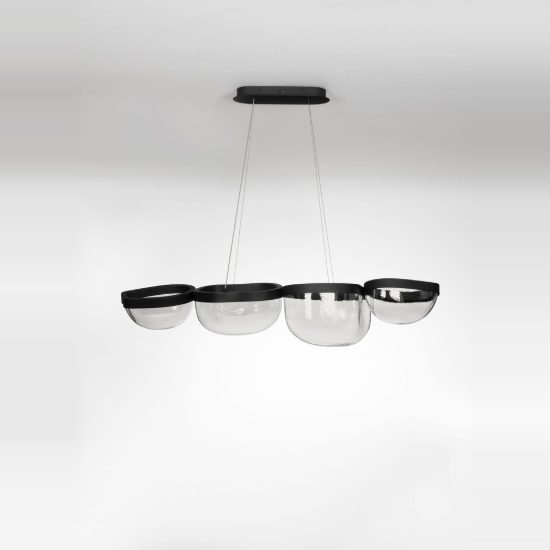 Lampadario a sospensione moderno nero sabbiato vetro led 43w 3500k dimmerabile