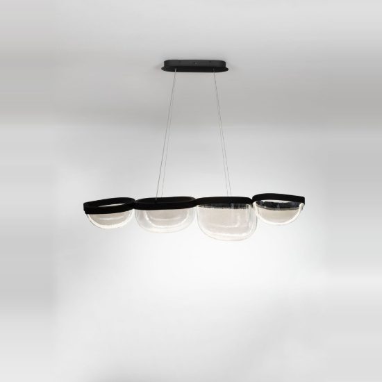 Lampadario a sospensione moderno nero sabbiato vetro led 43w 3500k dimmerabile