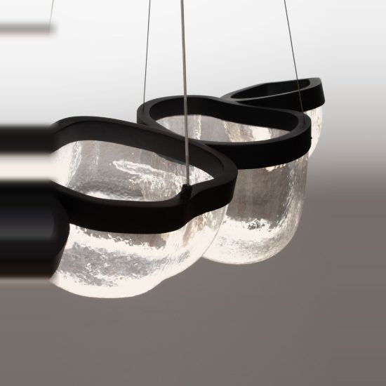 Lampadario a sospensione moderno nero sabbiato vetro led 43w 3500k dimmerabile