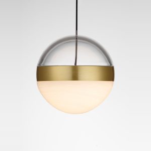 Lampada a sospensione elegante sfera oro ottone vetro led 9w 3000k