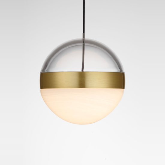 Lampada a sospensione elegante sfera oro ottone vetro led 9w 3000k