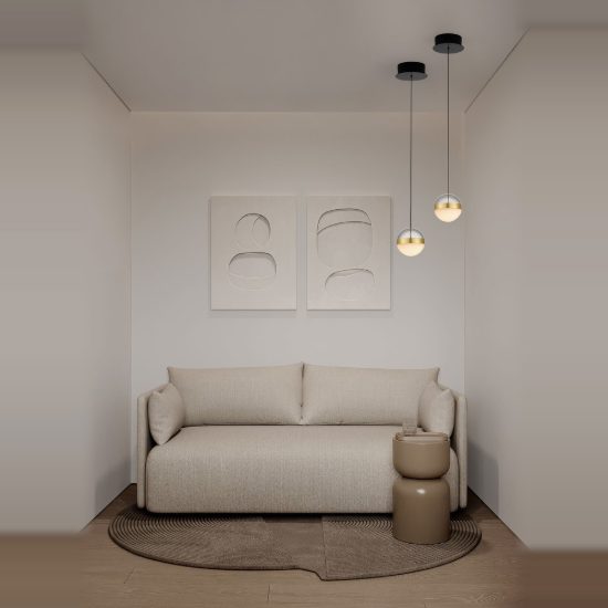 Lampada a sospensione elegante sfera oro ottone vetro led 9w 3000k