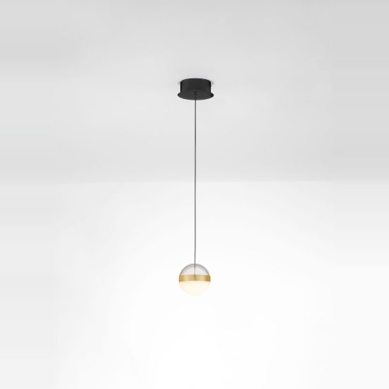 Lampada a sospensione elegante sfera oro ottone vetro led 9w 3000k