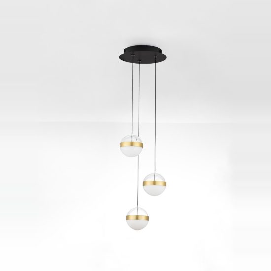 Lampadario a sospensione per camera da letto moderno sfera oro ottone led 27w 3000k dimmerabile
