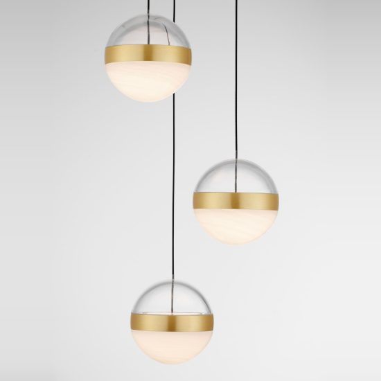 Lampadario a sospensione per camera da letto moderno sfera oro ottone led 27w 3000k dimmerabile