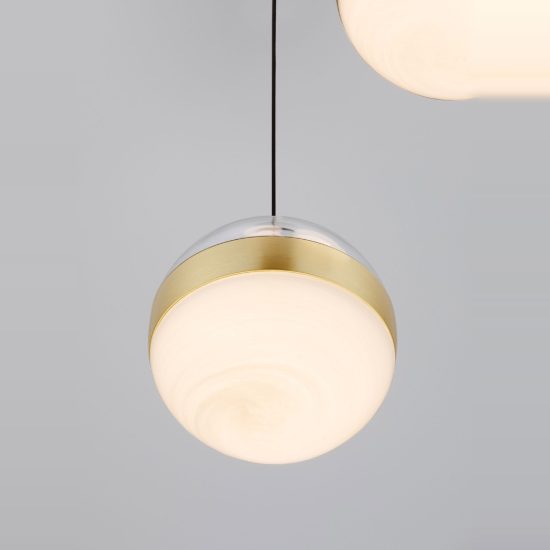 Lampadario a sospensione per camera da letto moderno sfera oro ottone led 27w 3000k dimmerabile