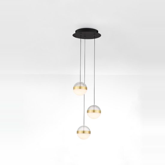 Lampadario a sospensione per camera da letto moderno sfera oro ottone led 27w 3000k dimmerabile