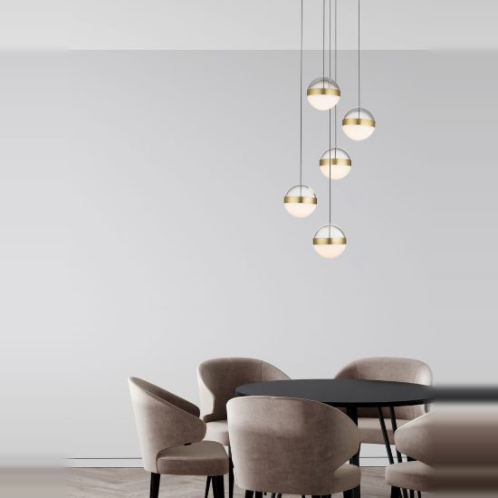 Lampadario led 45w 3000k dimmerabile per soggiorno moderno a sospensione oro ottone