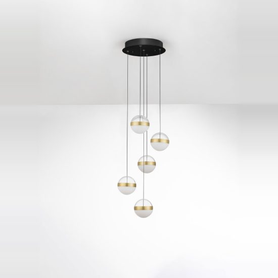 Lampadario led 45w 3000k dimmerabile per soggiorno moderno a sospensione oro ottone
