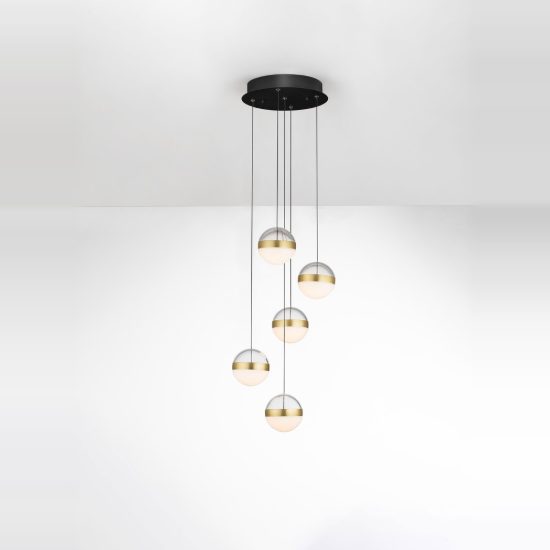 Lampadario led 45w 3000k dimmerabile per soggiorno moderno a sospensione oro ottone