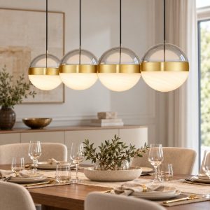 Lampadario a sospensione per sala da pranzo oro ottone led 36w 3000k dimmerabile