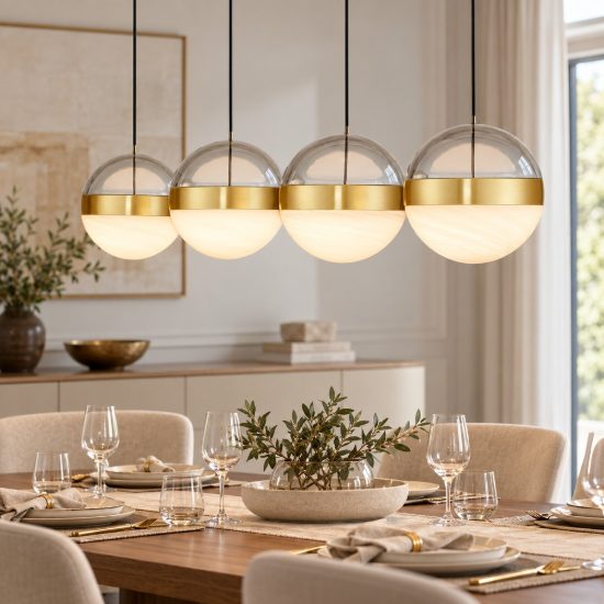 Lampadario a sospensione per sala da pranzo oro ottone led 36w 3000k dimmerabile