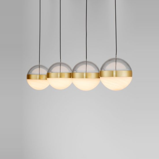 Lampadario a sospensione per sala da pranzo oro ottone led 36w 3000k dimmerabile
