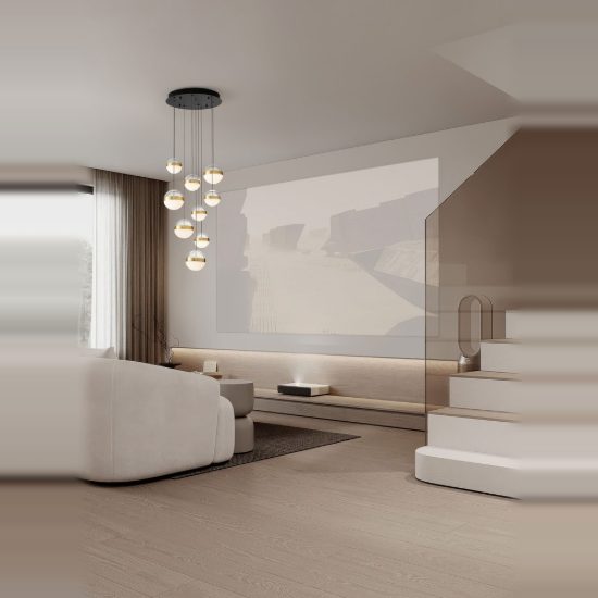 Lampadario led 81w 3000k dimmerabile per salone moderno a sospensione sfera oro ottone
