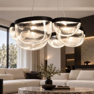 Lampadario a sospensione per soggiorno moderno nero led 65w 3500k dimmerabile
