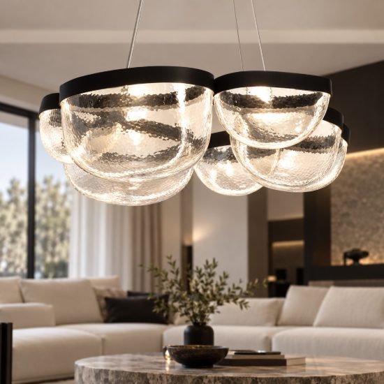 Lampadario a sospensione per soggiorno moderno nero led 65w 3500k dimmerabile