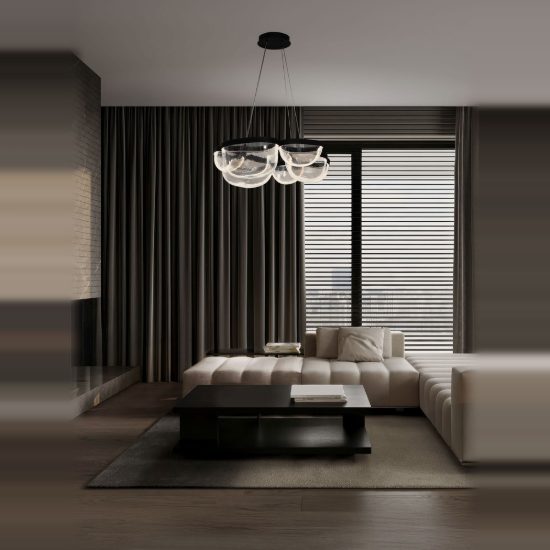 Lampadario a sospensione per soggiorno moderno nero led 65w 3500k dimmerabile